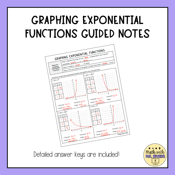 Graphing Exponential Functions Guided Notes for Algebra 2 | Made By ...