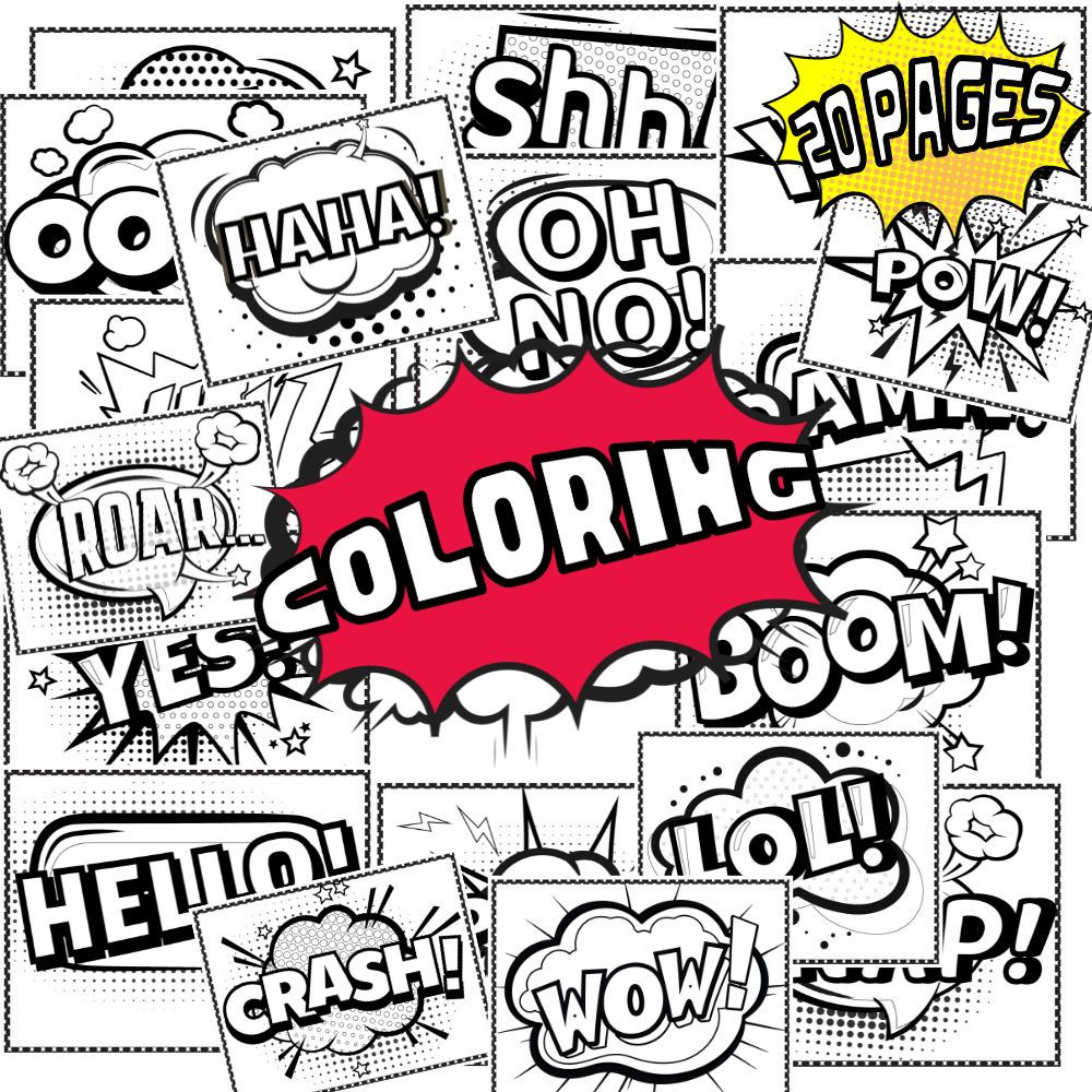Superhero Comic Book Speech Bubbles Sound Effect Coloring Pages