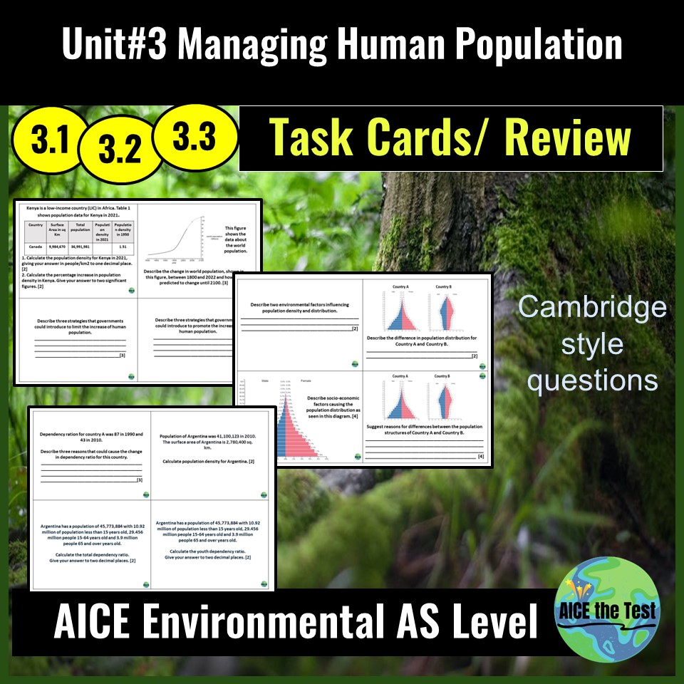 Task Cards Unit#3 Managing Human Population AICE Environmental AS