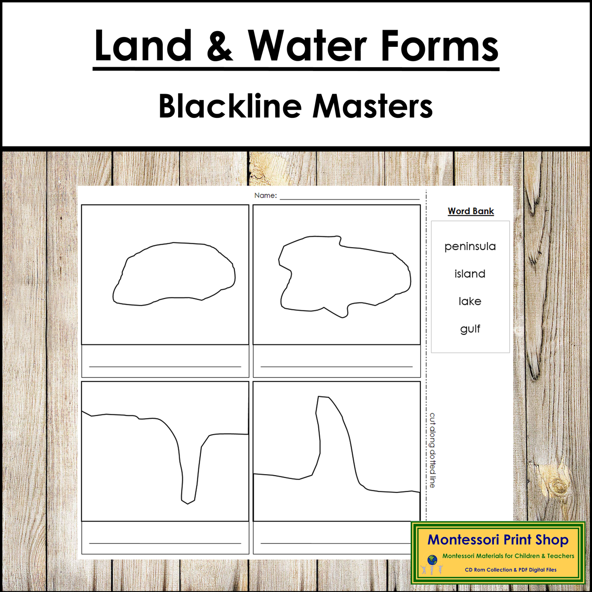 Simple Land and Water Forms Blackline Masters - Montessori