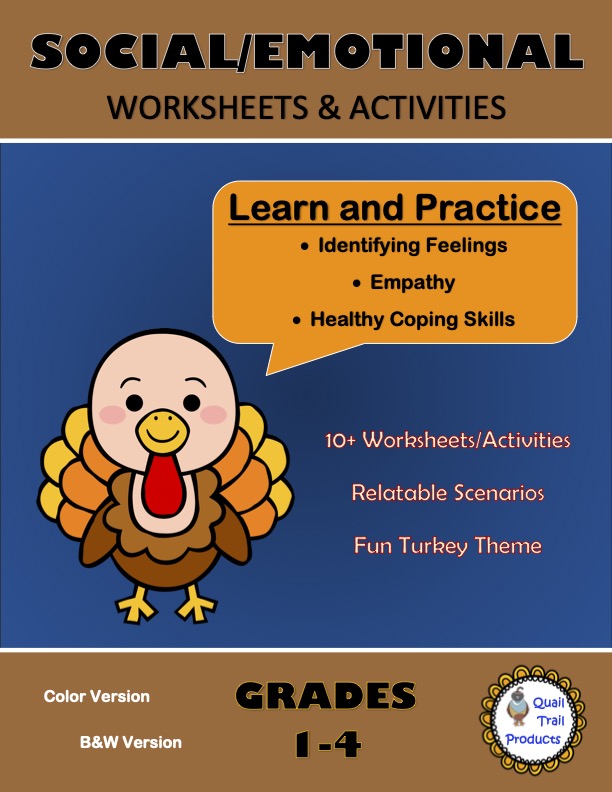 Social/Emotional Activities and Worksheets | Turkey Theme