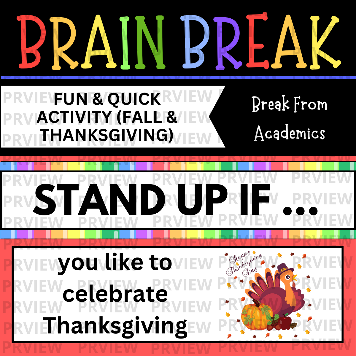 Editable Brain Break (Returning From Thanksgiving | Fall) - Game