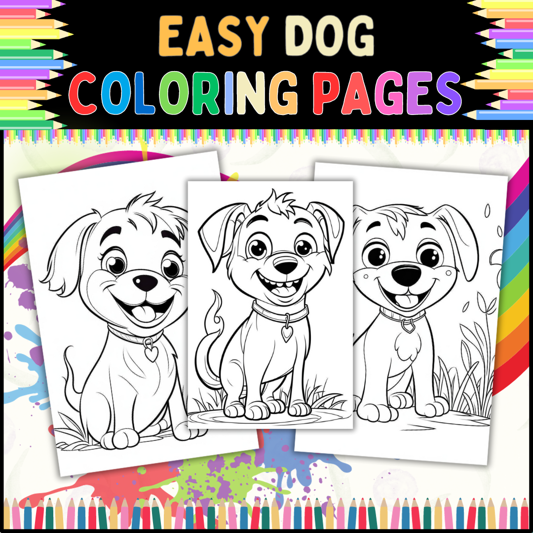 Color a Cute Dog! Easy Coloring Pages for Preschool and Kindergarten