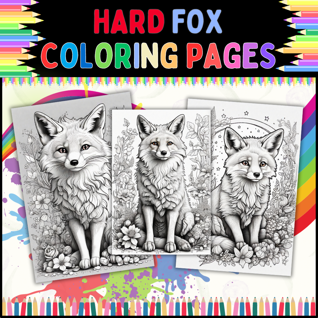 Hard Fox Coloring Pages for Adults and Kids | Printable Fox Coloring Pages
