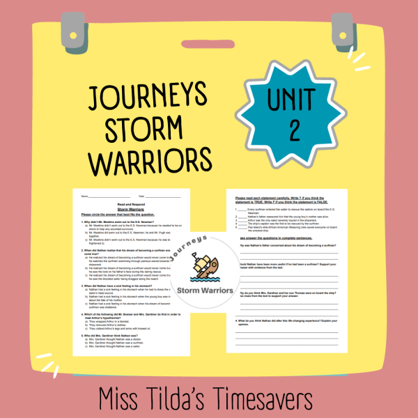 Storm Warriors - Read and Respond Grade 5 Journeys - Made By Teachers