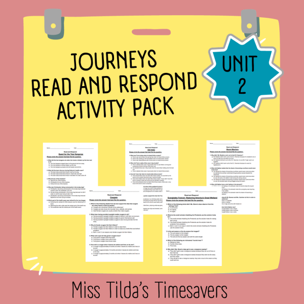 Read and Respond Activity Pack - Grade 5 Journeys: Unit 2 | Made By ...