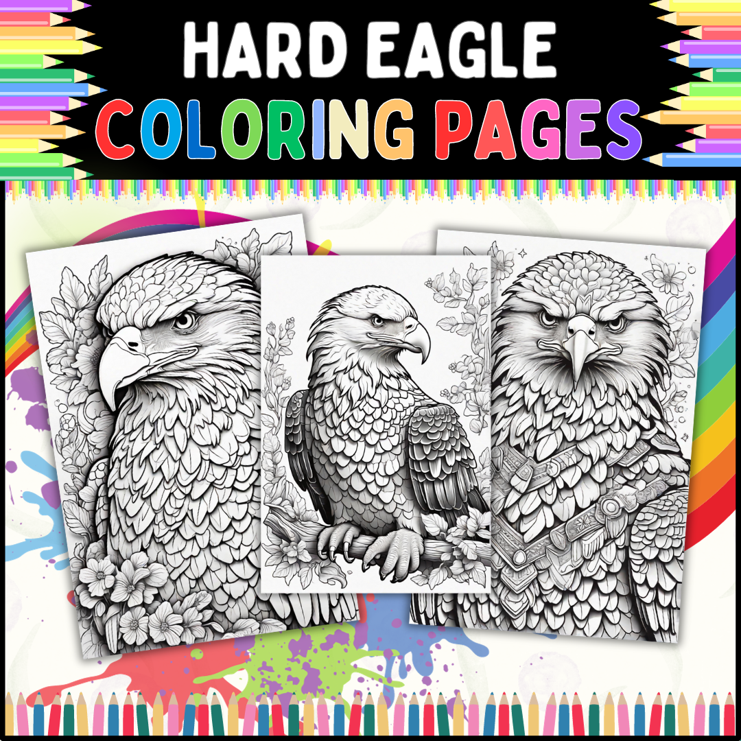 Hard Eagle Coloring Pages for Adults: Realistic and Detailed Designs