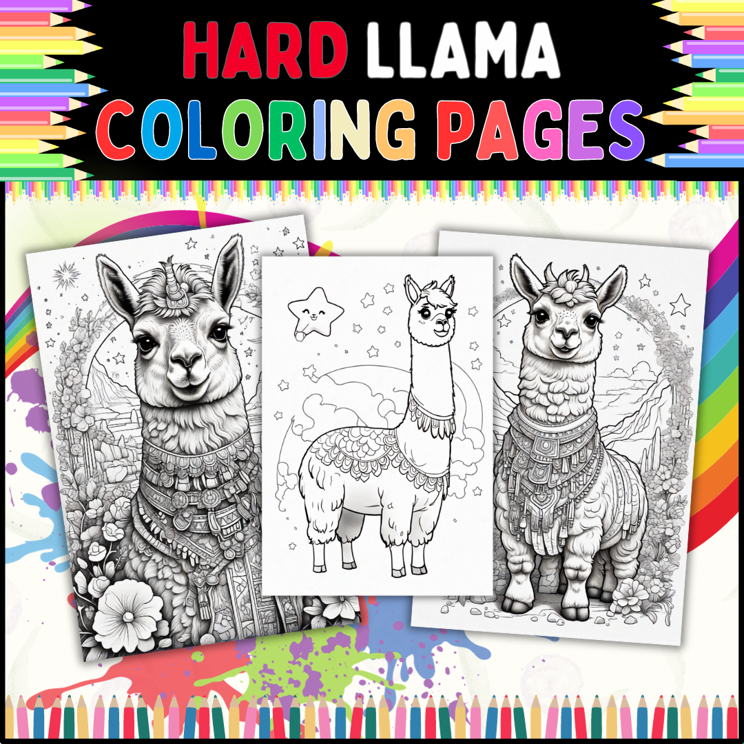 Hard Llama Coloring Page: A Challenging Activity for Kids and Adults