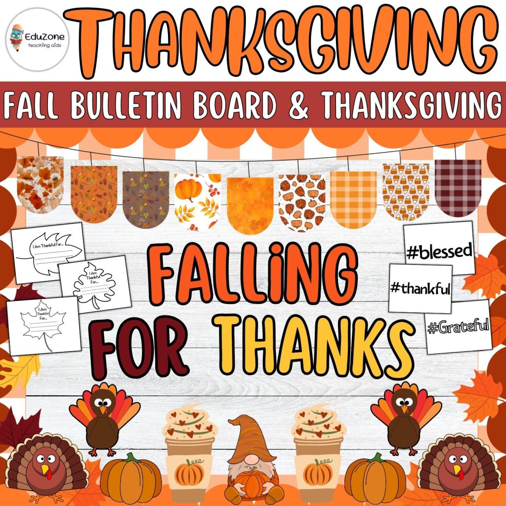 Fall into Gratitude: Thanksgiving Bulletin Board and Autumn Door Decor ...