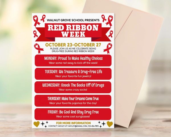DIY Red Ribbon Week Itinerary Flyer Template, School Drug Free Spirit ...
