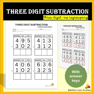 Three digit Addition & Subtraction without regrouping | Adaptive ...