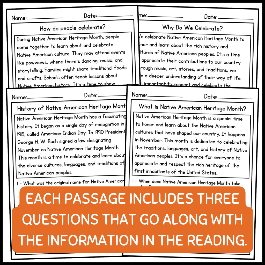 Native American Heritage Month Reading Comprehension Passages and ...