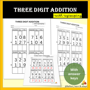 Scaffolded Math Fact Fluency Worksheets - Three Digit Addition ...