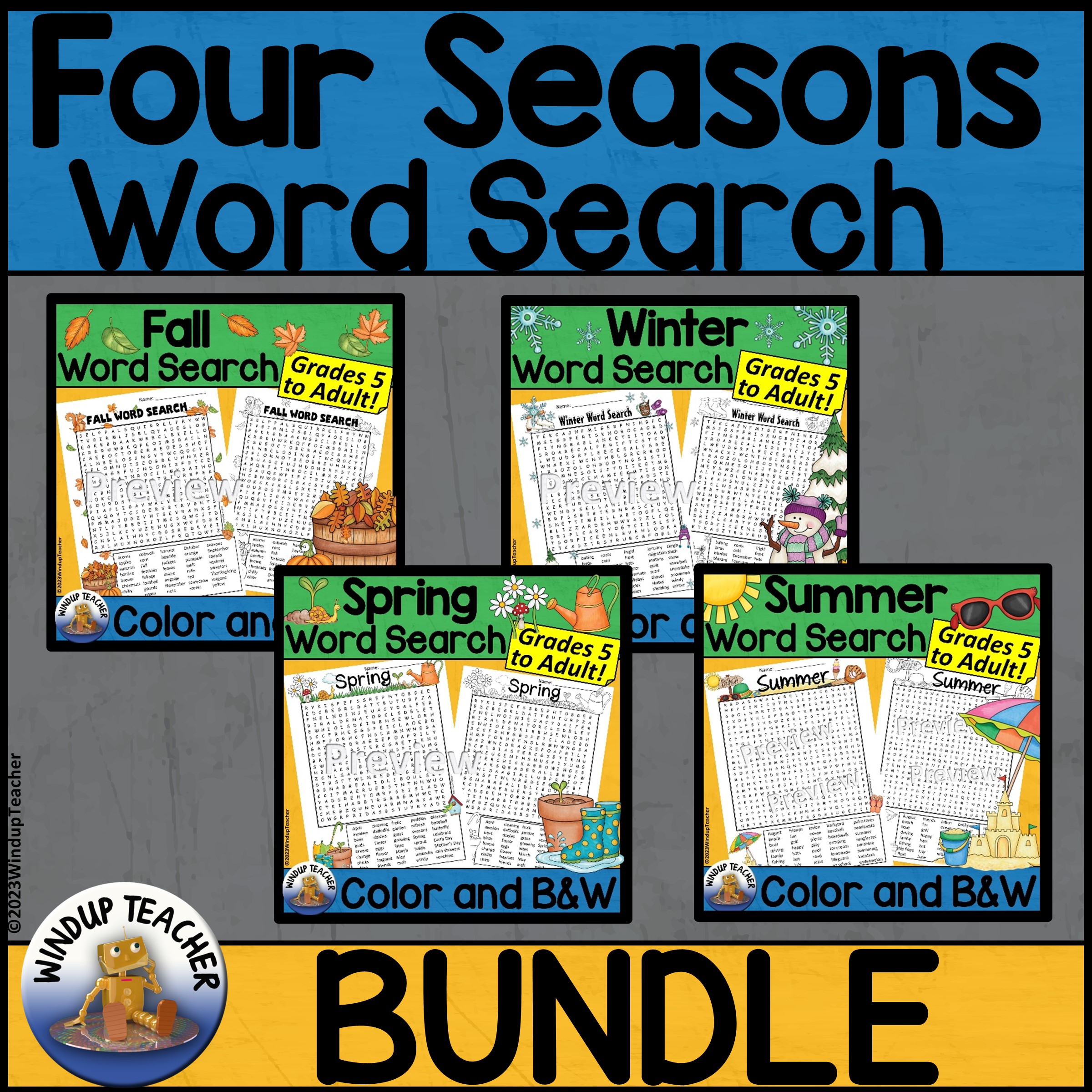Four Seasons Hard Word Search BUNDLE