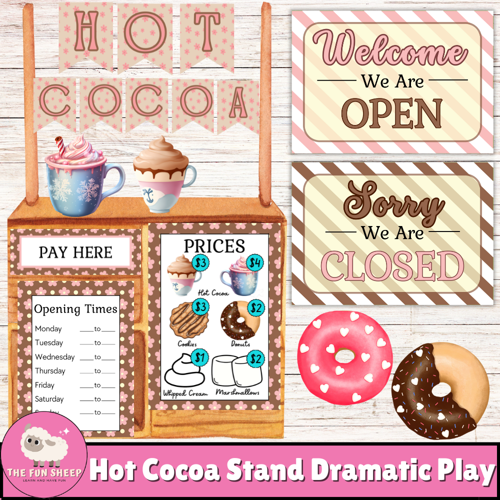 Hot Cocoa Stand Dramatic Play | Winter Pretend play center - Winter Games Classroom Decor