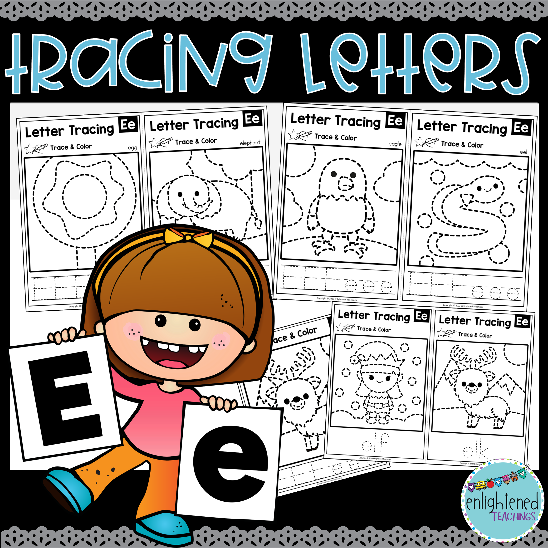 Letter E Tracing Worksheets Letter Tracing Mats Letter E Trace & Color