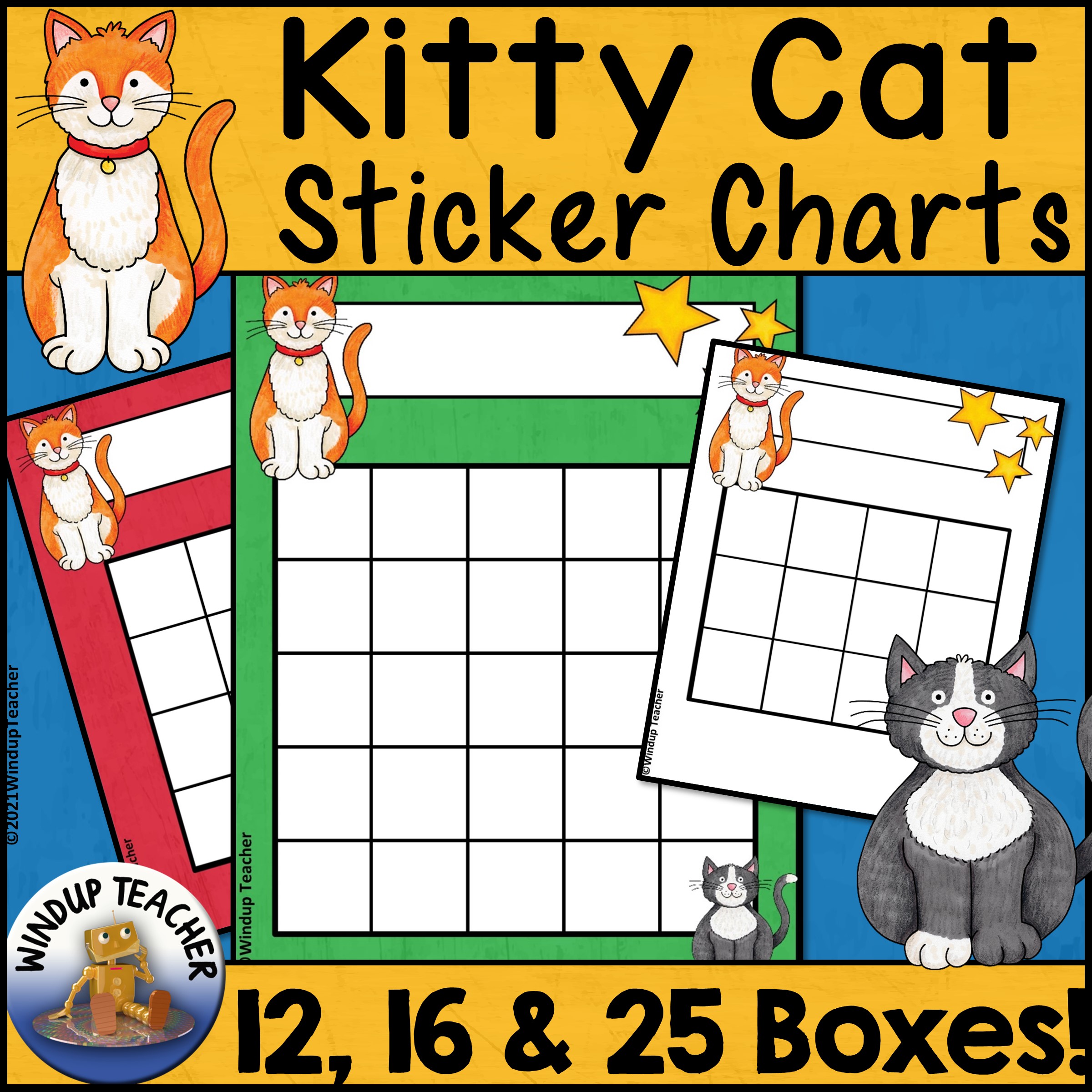 Cat Sticker Charts Printable Reading Incentive Reward Reproducibles