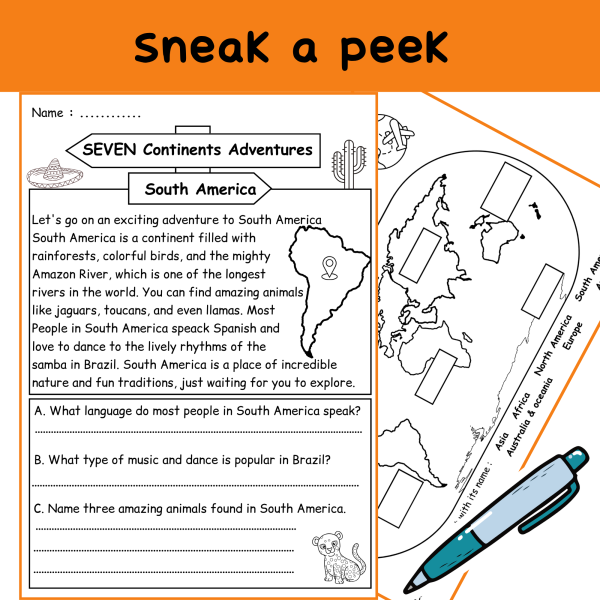 7 Continents Reading Comprehension Passages K-2 Social Studies - Made ...