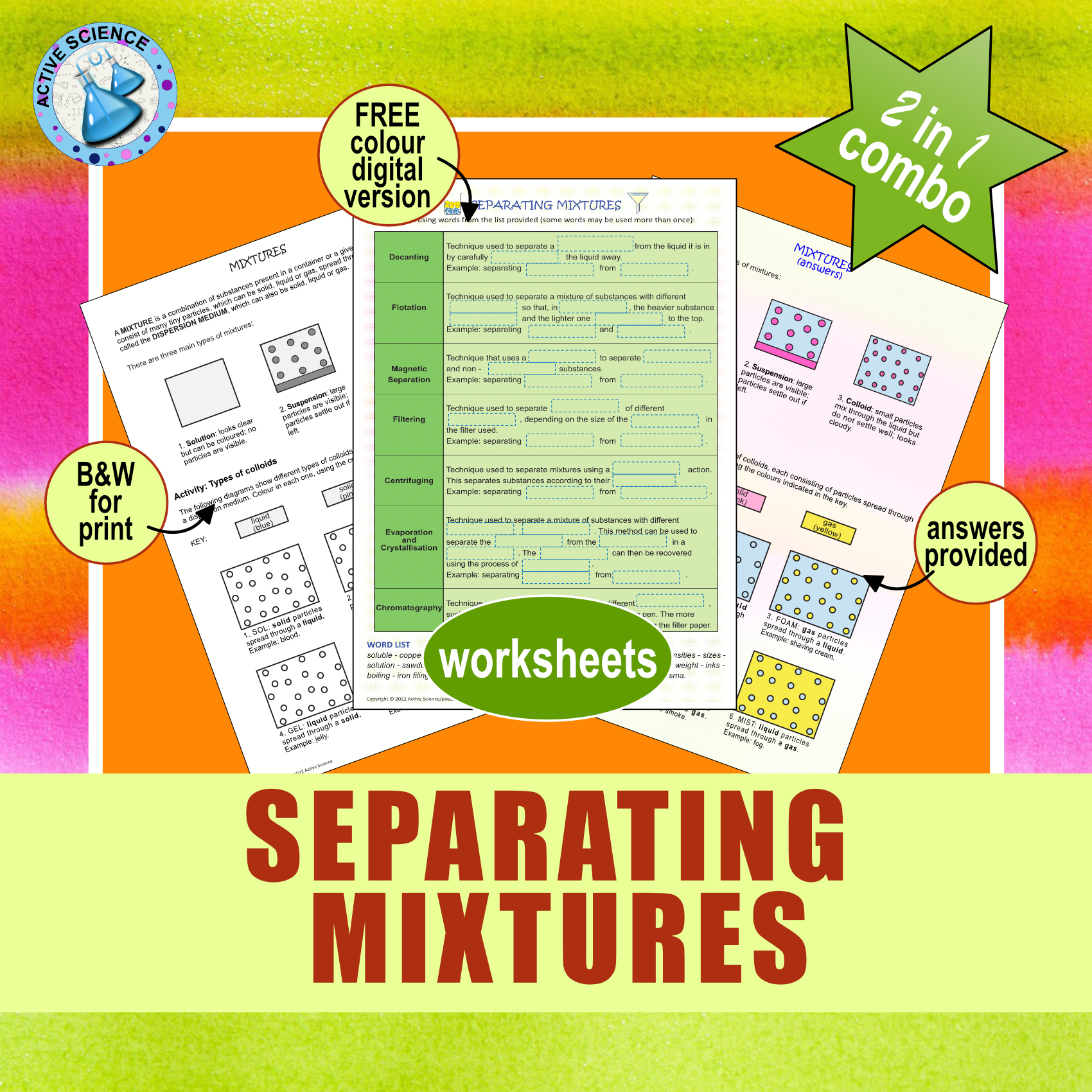 Separating Mixtures: Solutions, Suspensions, Colloids