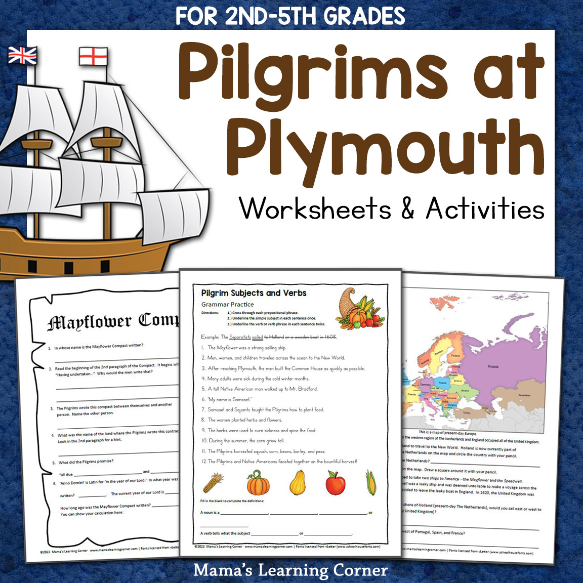 Pilgrims at Plymouth Thanksgiving Worksheets