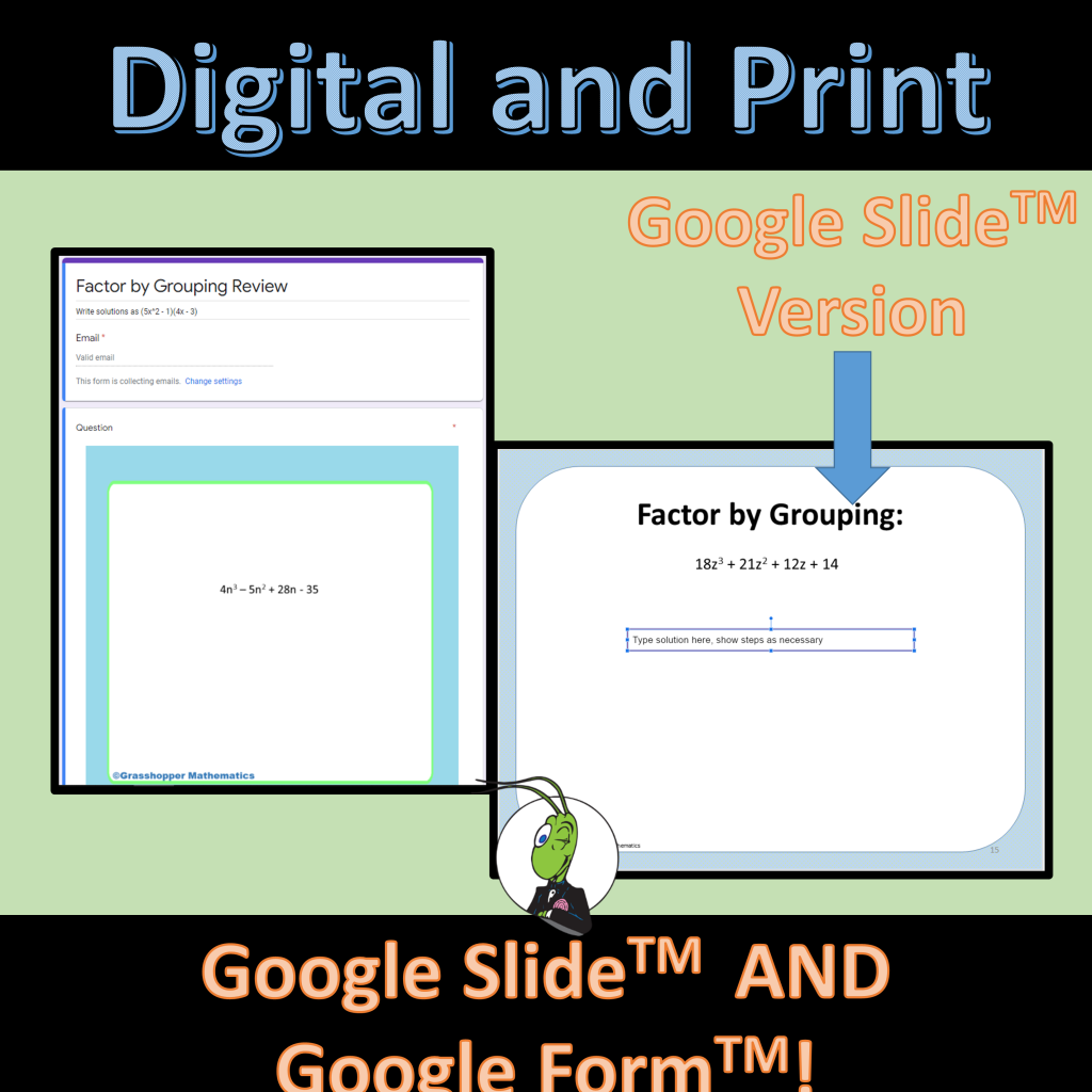 Factor by Grouping Google Review Problems Task Cards, Google Slides ...