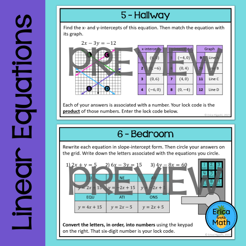 Linear Equations Escape Room Activity (Digital & Printable) - Made By ...