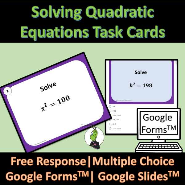 Solving Quadratic Equations Using Square Root Algebra 1 Task Cards ...