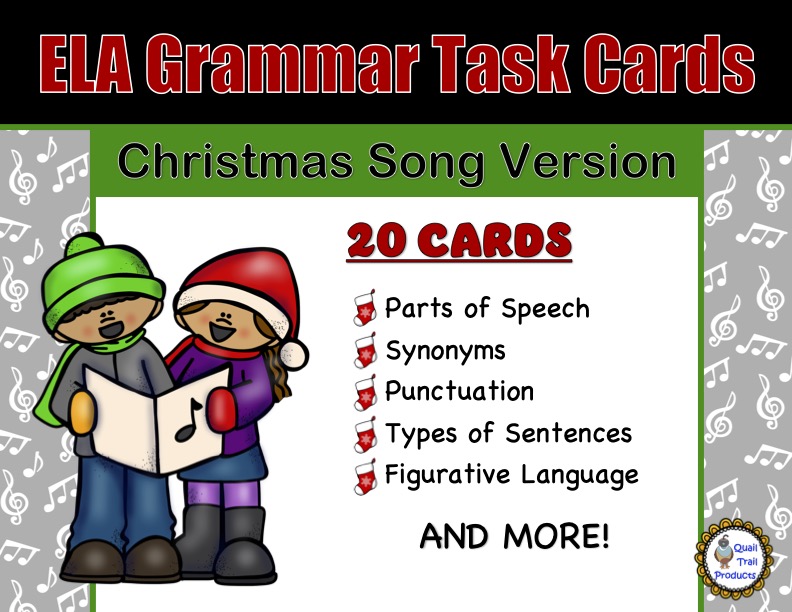 ELA Task Cards for Christmas Songs