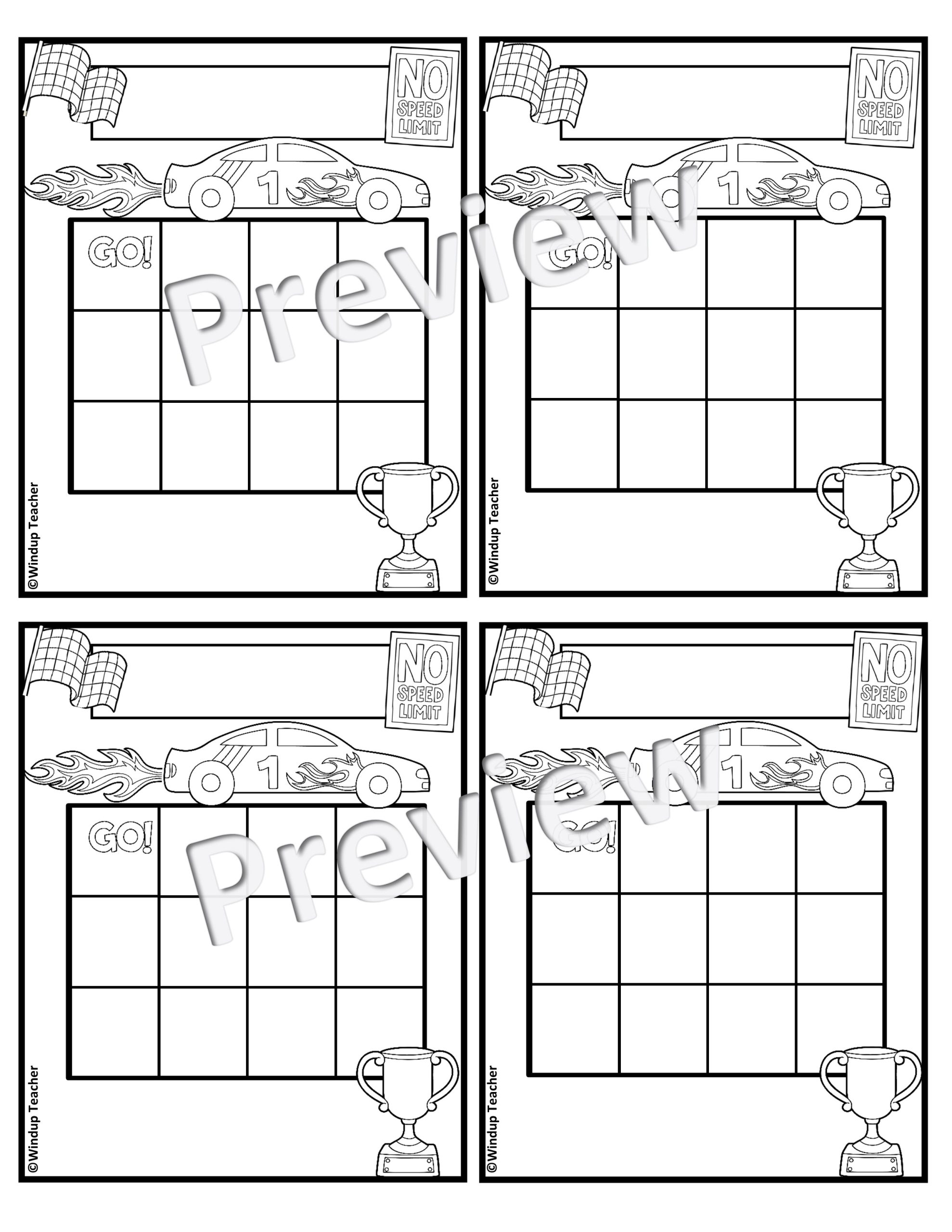 Race Car Sticker Charts Printable Incentive Reward Reproducibles - Made ...