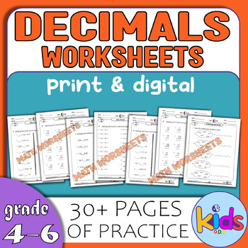 Math Activity Book - Decimals- Compare decimals - add & subtract decimals