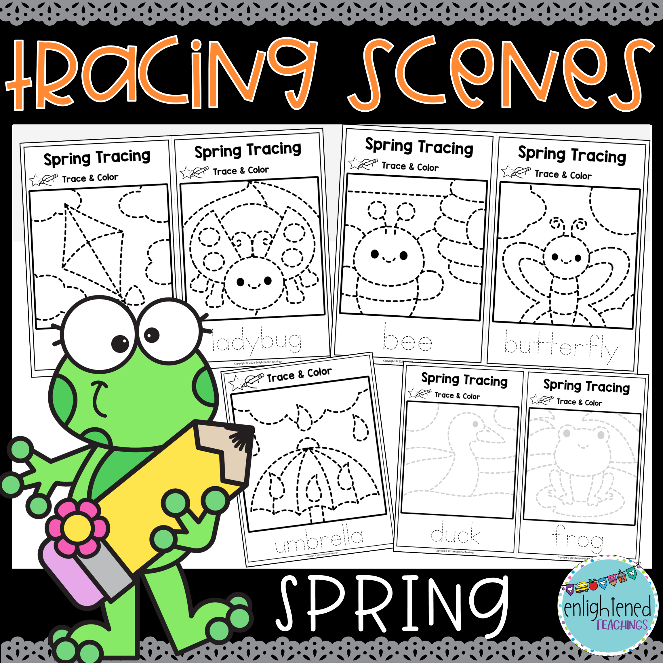 Spring Tracing Worksheets Spring Tracing Mats Spring Trace & Color Worksheets
