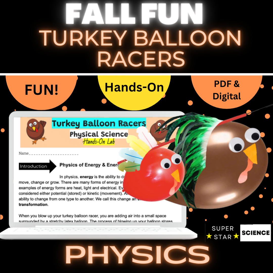 Thanksgiving STEM Speed & Energy Lab -Turkey Balloon Racers Hands On Physics!