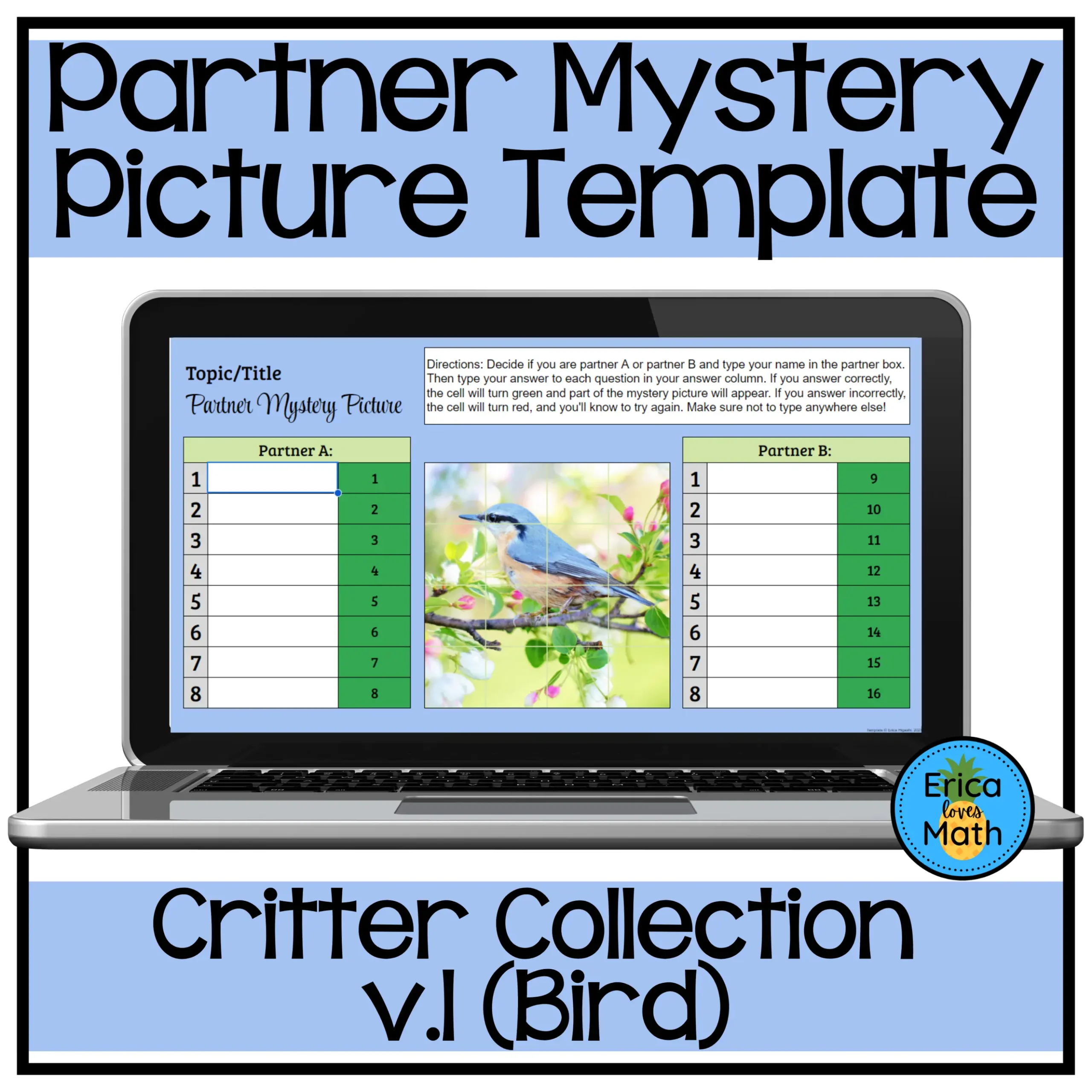 Editable Digital Partner Activity Template (Critters v.1)