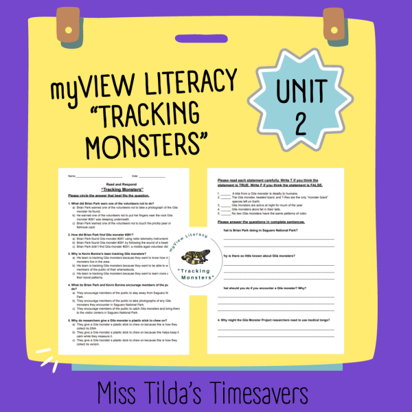 "Tracking Monsters" - Read and Respond myView Literacy 5 - Made By Teachers