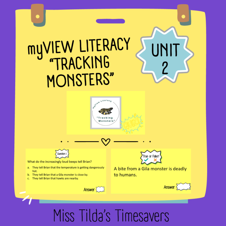 "Tracking Monsters" Quiz - myView Literacy 5 - Made By Teachers