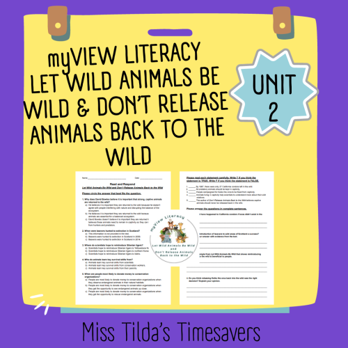 Let Wild Animals Be Wild - Read and Respond myView Literacy 5 - Made By ...