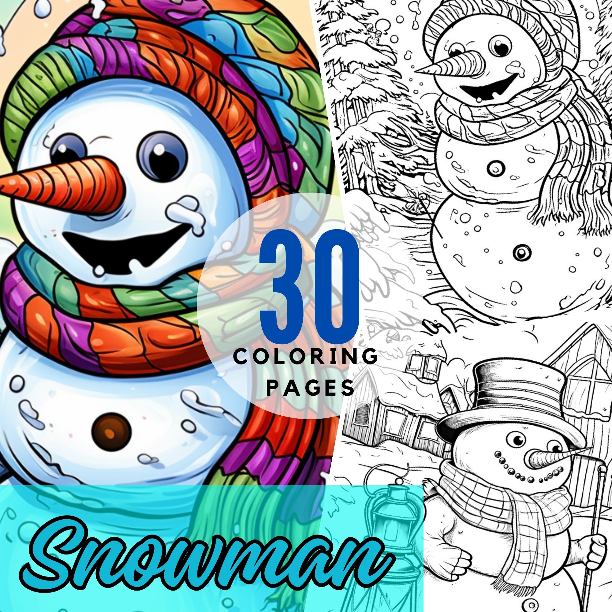 Middle School Christmas Coloring Pages for Stress Relief - Snowman Scenes