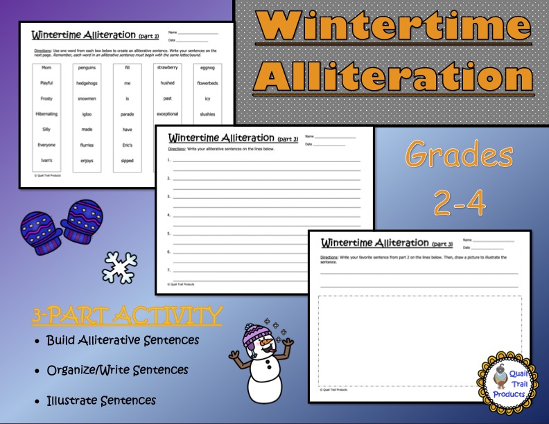 Winter Alliteration Worksheets