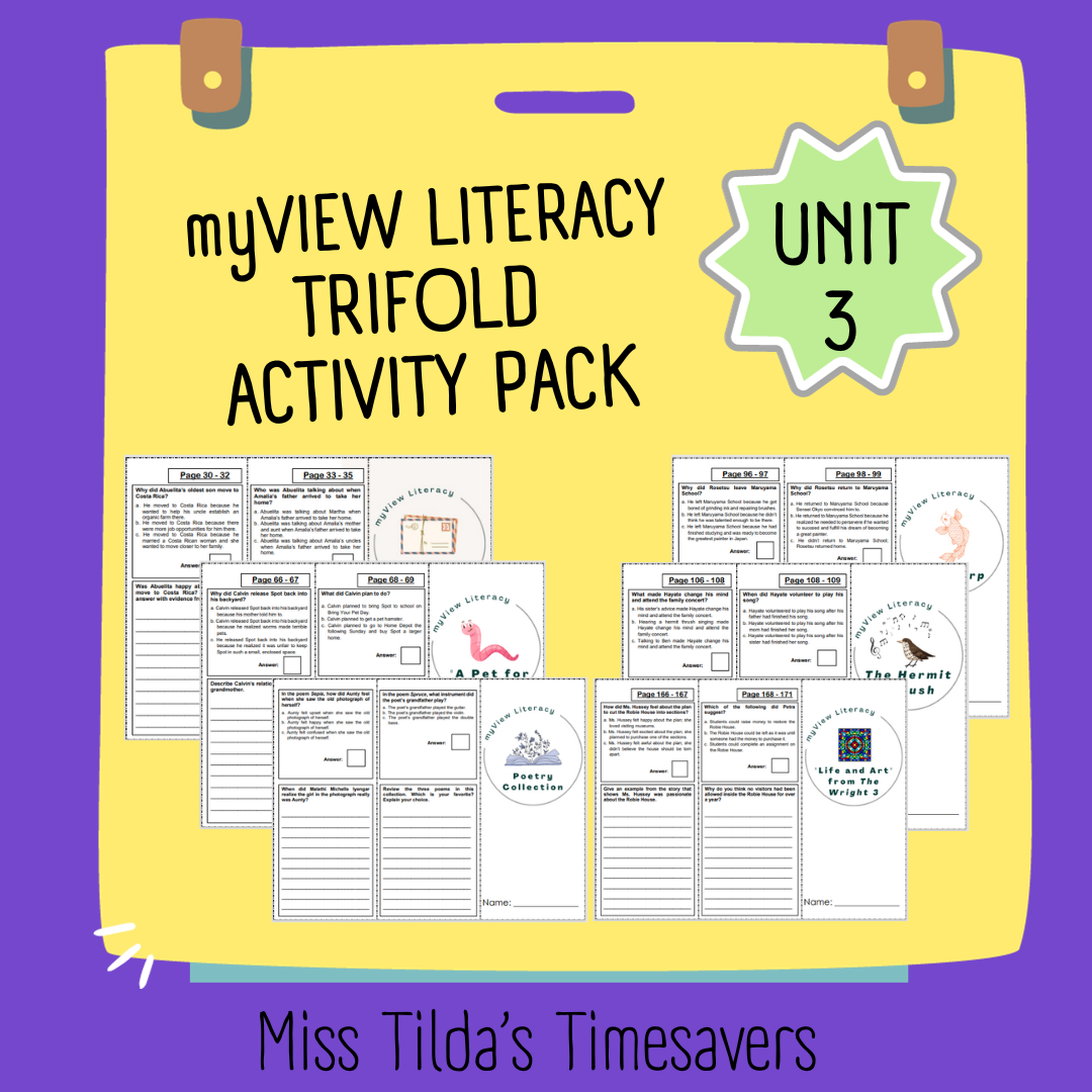 myView Literacy 5 Activity Pack - Unit 3 - Made By Teachers