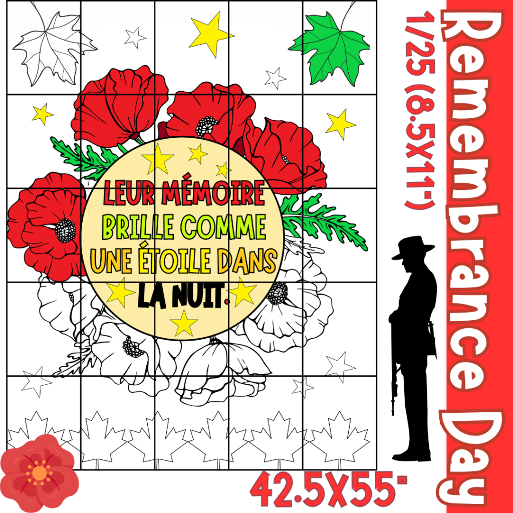 Canadian Remembrance day French collaborative poster Coloring Art ...