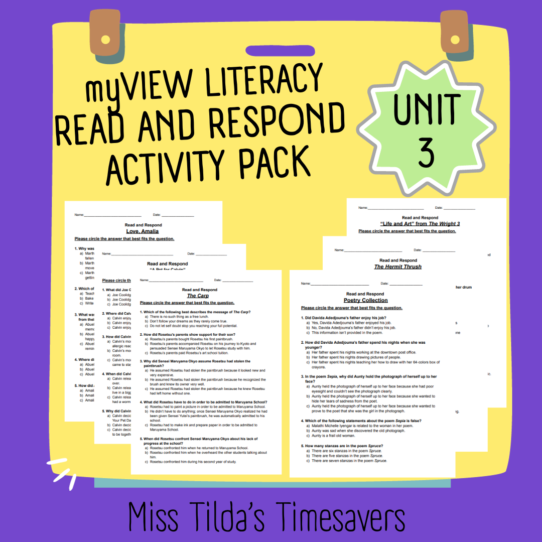 Read and Respond Activity Pack - myView Literacy 5 Unit 3