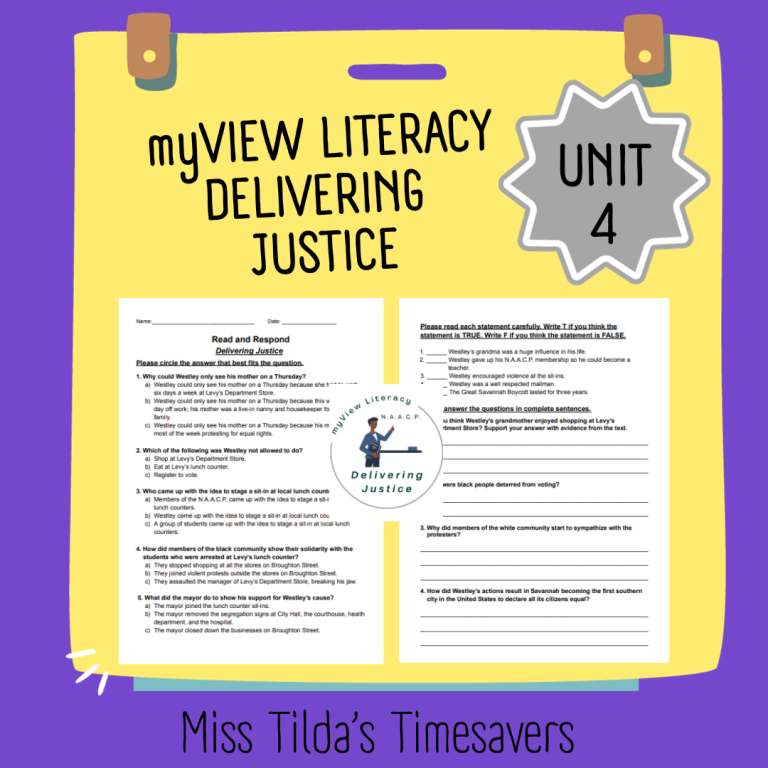 Delivering Justice - Read and Respond myView Literacy 5 | Made By Teachers