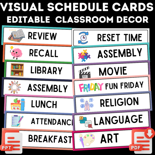 Classroom Daily Visual Schedule Cards Editable - Made By Teachers