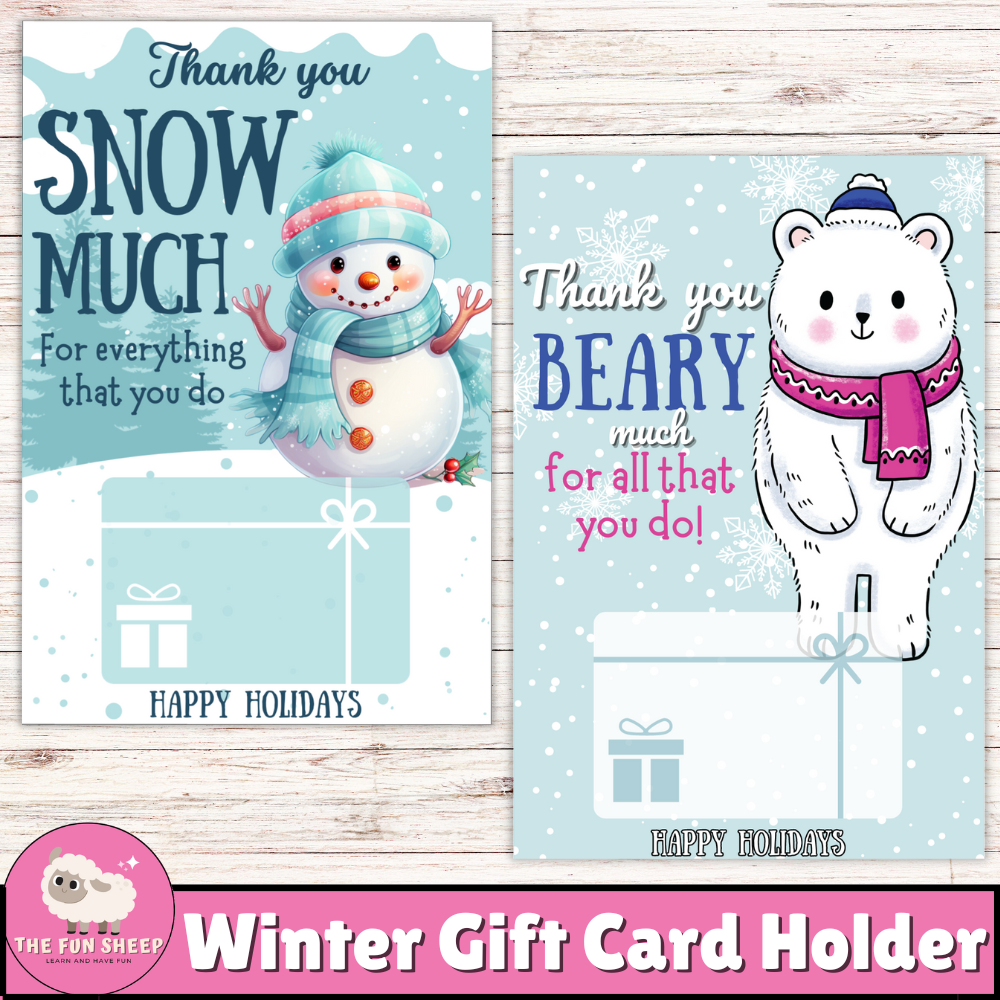 Winter Thank You Gift Card Holder | Happy Holidays Gift Card Holder for Teachers