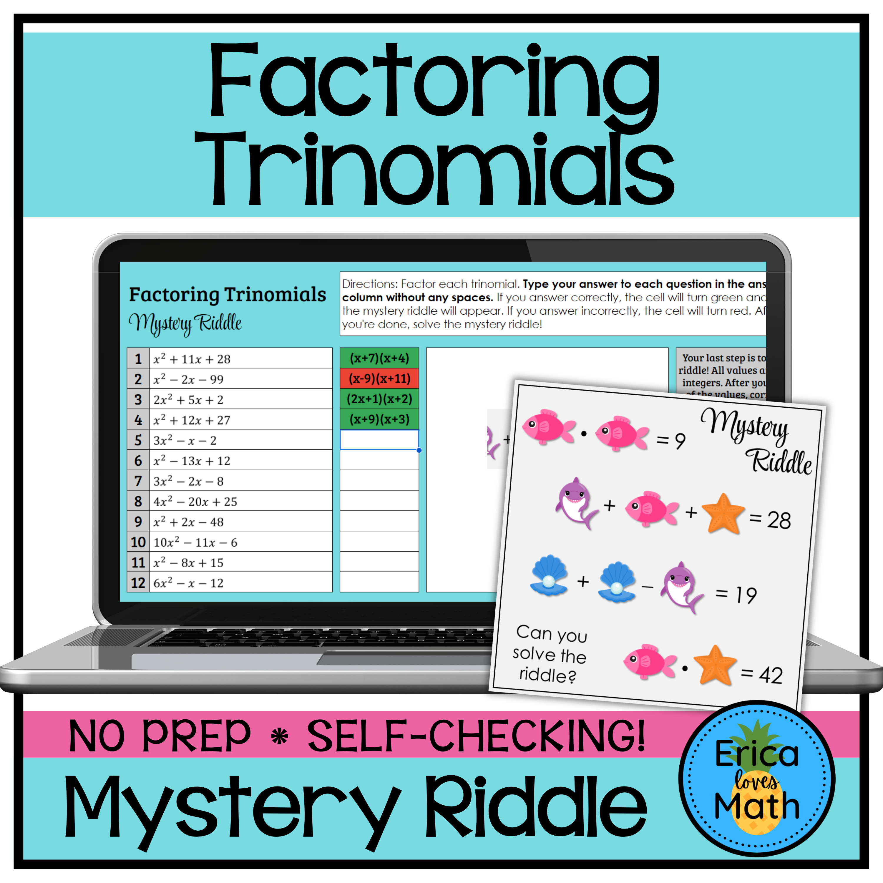 Factoring Trinomials Digital Mystery Riddle Activity
