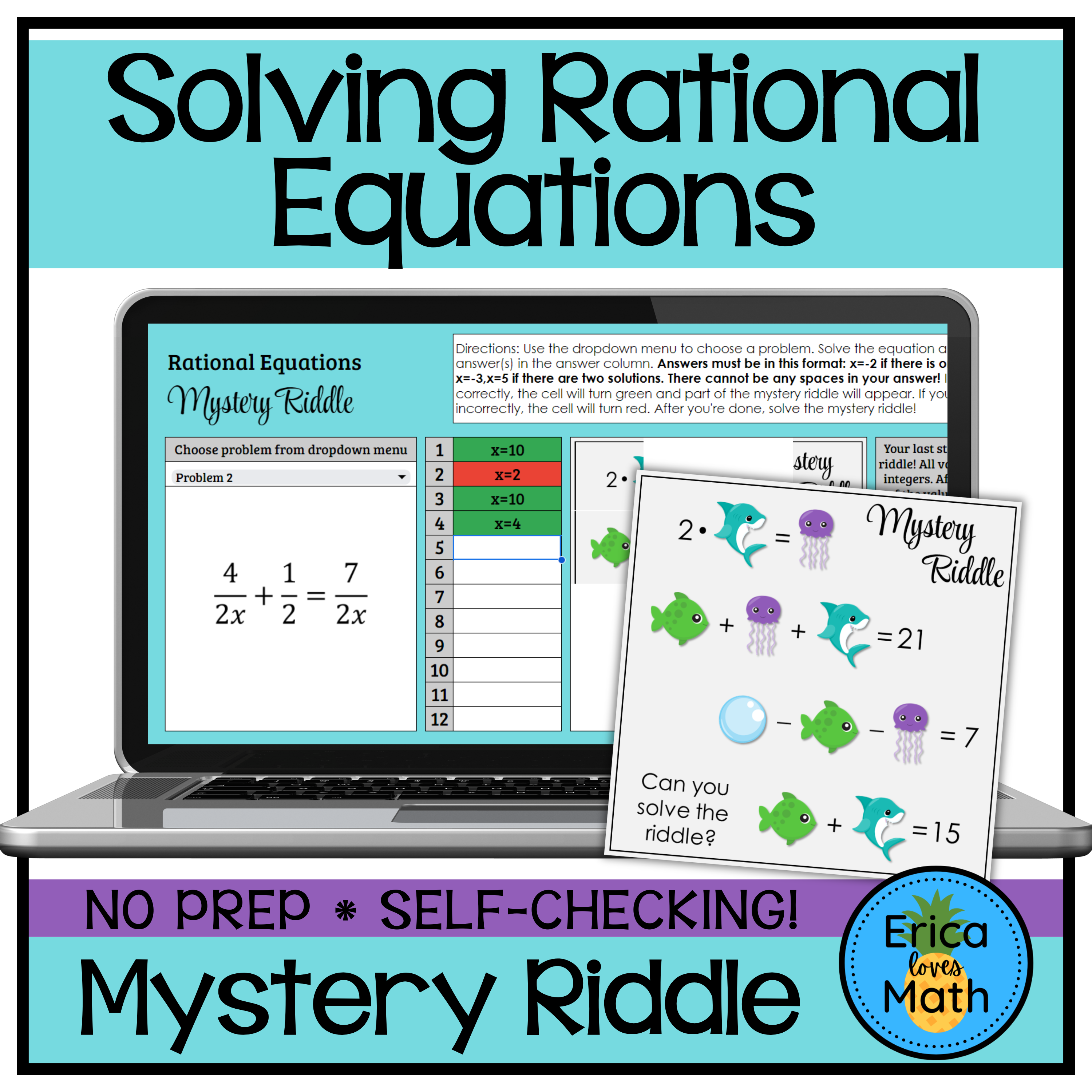 Solving Rational Equations Digital Mystery Riddle Activity