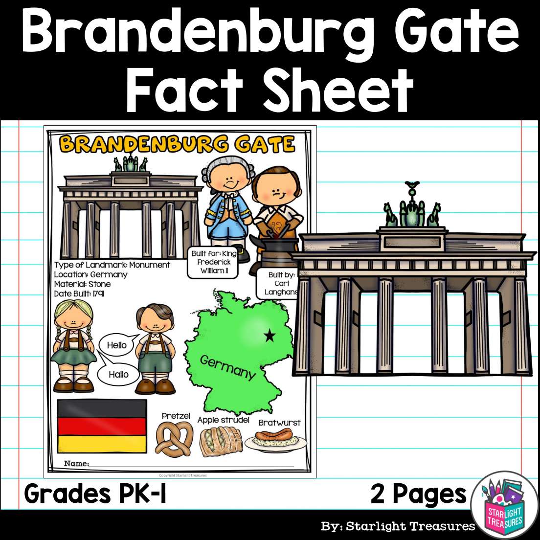 Brandenburg Gate Fact Sheet for Early Readers - World Landmarks