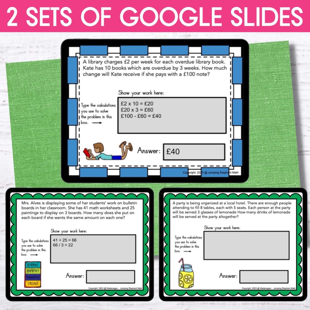 Two Step and Multi Step Word Problems Google Slides and Worksheets ...