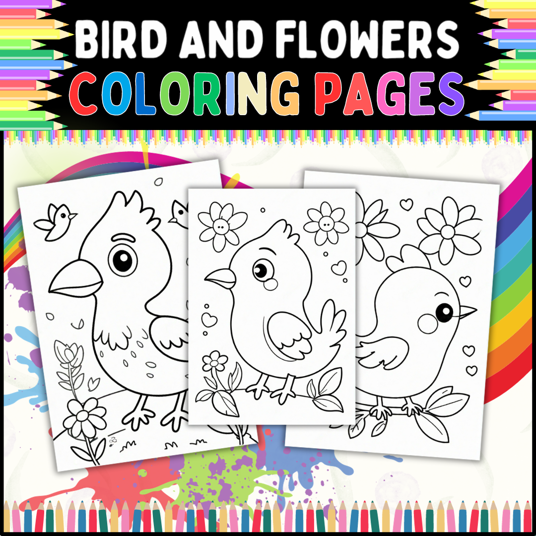 Bird and Flowers Coloring Page: Perfect for Spring or Any Time of Year