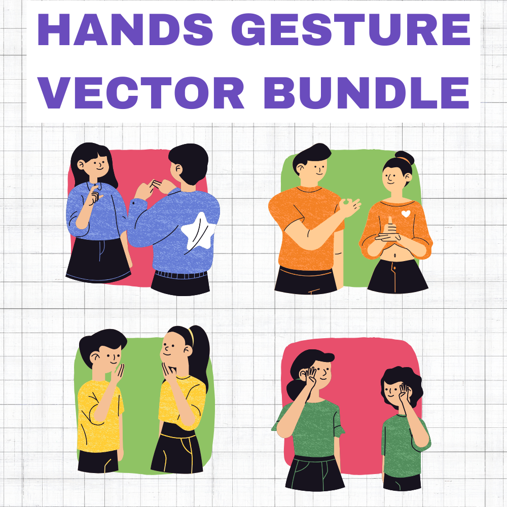 18 Hands Gesture vector Pack, Liste of Sign language